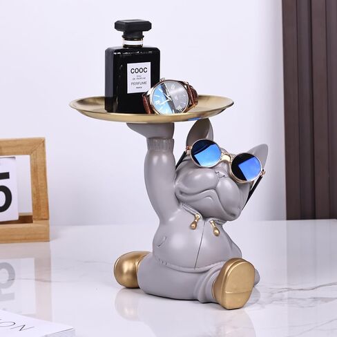 تمثال صينية البلدغ، تمثال كبير الخدم الفرنسي الحديث مع صينية مفاتيح، لرف الحلوى، تمثال صينية تخزين، ديكور المنزل، المدخل، غرفة المعيشة، ديكور سطح المكتب المكتبي (أسود) in Kuwait