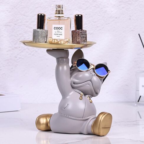 تمثال صينية البلدغ، تمثال كبير الخدم الفرنسي الحديث مع صينية مفاتيح، لرف الحلوى، تمثال صينية تخزين، ديكور المنزل، المدخل، غرفة المعيشة، ديكور سطح المكتب المكتبي (أسود) in Kuwait