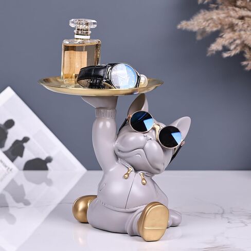 تمثال صينية البلدغ، تمثال كبير الخدم الفرنسي الحديث مع صينية مفاتيح، لرف الحلوى، تمثال صينية تخزين، ديكور المنزل، المدخل، غرفة المعيشة، ديكور سطح المكتب المكتبي (أسود) in Kuwait