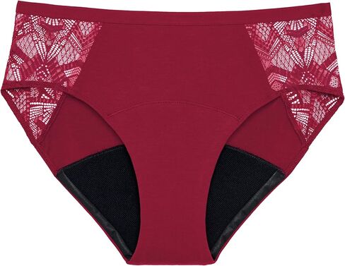 THINX Ultra-Soft Period Underwear, Brief-Style Leakproof Underwear for Women, Holds Up to 12 Regular Tampons, FSA HSA Approved Period Panties, Reusable, Comfortable, & Flexible, Black with Lace, L in Saudi Arabia