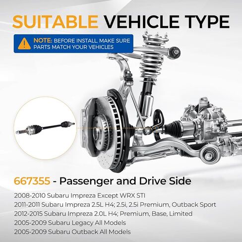 PAROD 【مجموعة من 2 】667355 مجموعة محور السيرة الذاتية الأمامية تناسب Subaru Impreza 2008-2015، Legacy، Outback 2005-2009، جانب الركاب والقيادة in Saudi Arabia