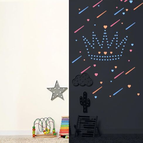 PATIKIL 144 Pcs Glow in The Dark Heart Stickers, Adhesive Glow Heart Sticker Glow in The Dark Wall Decals Luminous Decor for Room Ceiling Decoration Party Birthday, Pink in Saudi Arabia