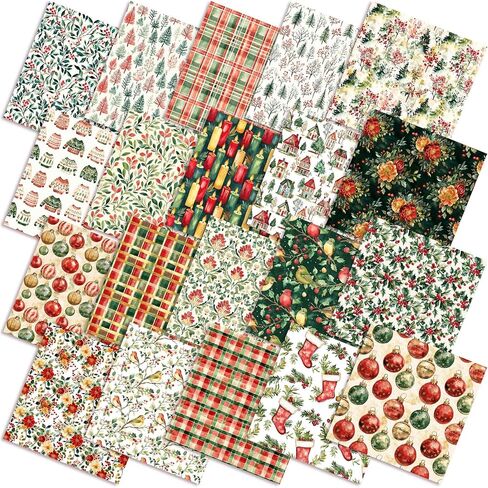 60 pcs 10 × 10 بوصة عتيقة عيد الميلاد النسيج خياطة اللحف الريفية الساحات الدهون المربعات المرقاء شرائح سابقة سانتا كلوز حزم النسيج الكاردينال الأحمر لصياغة خياطة اللحف بالخياطة DIY in Kuwait