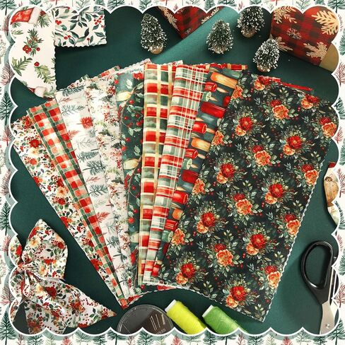 60 pcs 10 × 10 بوصة عتيقة عيد الميلاد النسيج خياطة اللحف الريفية الساحات الدهون المربعات المرقاء شرائح سابقة سانتا كلوز حزم النسيج الكاردينال الأحمر لصياغة خياطة اللحف بالخياطة DIY in Kuwait