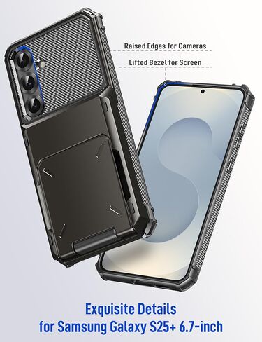 for Samsung S25 Ultra Wallet Case Galaxy S25 Ultra Wallet Case Card Holder 1 to 5 Credit Card ID Slot Flip Cover Secure Back Pocket Dual Layer Anti-Scratch Protective Shell Hard Bumper Gunmetal in Kuwait