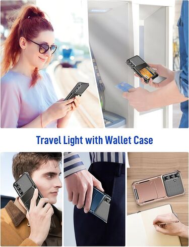 for Samsung S25 Ultra Wallet Case Galaxy S25 Ultra Wallet Case Card Holder 1 to 5 Credit Card ID Slot Flip Cover Secure Back Pocket Dual Layer Anti-Scratch Protective Shell Hard Bumper Gunmetal in Kuwait