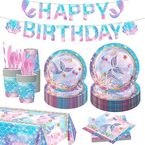 Rainbow Birthday Plates Napkins Sets Pink Birthday Party Supplies Glitter Diamond Plates,Rose Gold Disposable Birthdays Dinnerware Sets Unicorn Girls Party Plates with Tablecloth Cup Banner Serve 24 in Kuwait