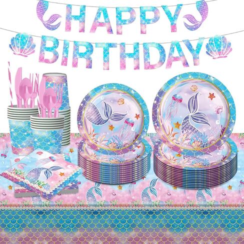 Rainbow Birthday Plates Napkins Sets Pink Birthday Party Supplies Glitter Diamond Plates,Rose Gold Disposable Birthdays Dinnerware Sets Unicorn Girls Party Plates with Tablecloth Cup Banner Serve 24 in Kuwait