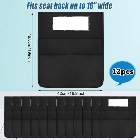 Chairback Pockets Chart, 6 Bright Color Seat Storage Organizer for Kids School Supplies with 2 Large Pockets Keeps Students Organized and Classrooms Neat, 19 x 16.8 Inch (12 Pieces) in Kuwait