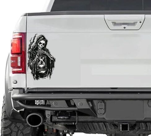 Grim Reaper Holding Hourglass Tattoo Vinyl Bumper Decal Sticker for Windows, Cars, SUVs, Bikes, Laptops, Notebooks etc Waterproof (8" Inch) in Saudi Arabia