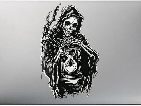 Grim Reaper Holding Hourglass Tattoo Vinyl Bumper Decal Sticker for Windows, Cars, SUVs, Bikes, Laptops, Notebooks etc Waterproof (8" Inch) in Saudi Arabia