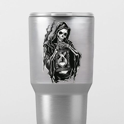 Grim Reaper Holding Hourglass Tattoo Vinyl Bumper Decal Sticker for Windows, Cars, SUVs, Bikes, Laptops, Notebooks etc Waterproof (8" Inch) in Saudi Arabia