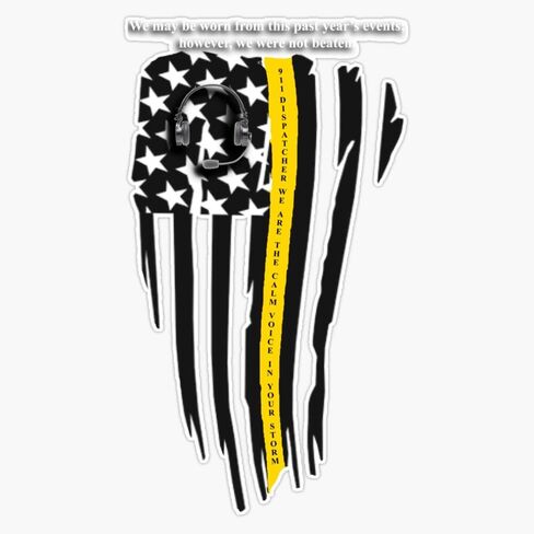 Generic Worn Thin Gold Line - 911 Dispatcher Flag Window Bumper Sticker Decal 5"" in Saudi Arabia