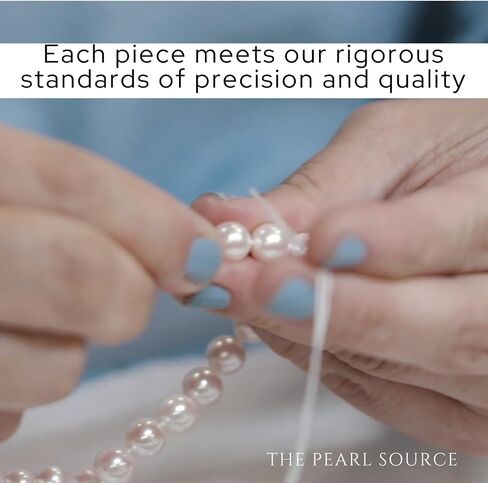 THE PEARL SOURCE أقراط من الذهب عيار 14 قيراط مقاس 8-9 مم مستديرة من لؤلؤ المياه العذبة الأبيض المستزرع للنساء in Saudi Arabia