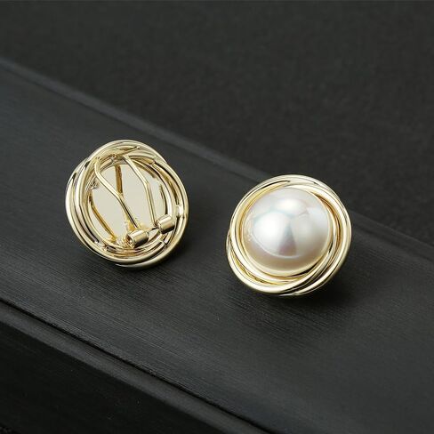 Pearl Stud Earrings, Big Pearl Earrings for Women, Cubic Zirconia/Rhinestone/Twisted Gold Stud Jewelry in Saudi Arabia