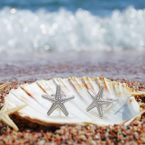 MUNDELL Plated 925 Sterling Silver Dainty Starfish Stud Earrings Plated 14K Gold Sea Turtle Hypoallergenic Earrings for Women Jewelry Gifts in Saudi Arabia