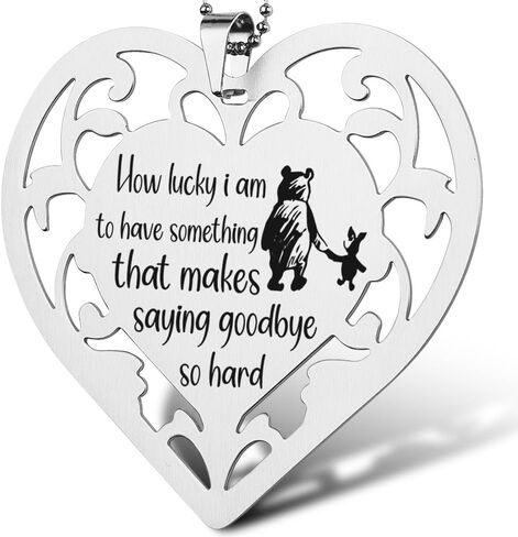Goodbye Quote Stainless Steel Heart Ornament, “How Lucky I Am to Have Something..." Pooh-Inspired Hollow Hanging Tag, Sentimental Farewell Gift for Friend, Coworker, or Teacher,XXU4 in Saudi Arabia