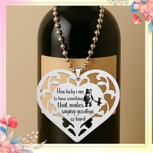 Goodbye Quote Stainless Steel Heart Ornament, “How Lucky I Am to Have Something..." Pooh-Inspired Hollow Hanging Tag, Sentimental Farewell Gift for Friend, Coworker, or Teacher,XXU4 in Saudi Arabia