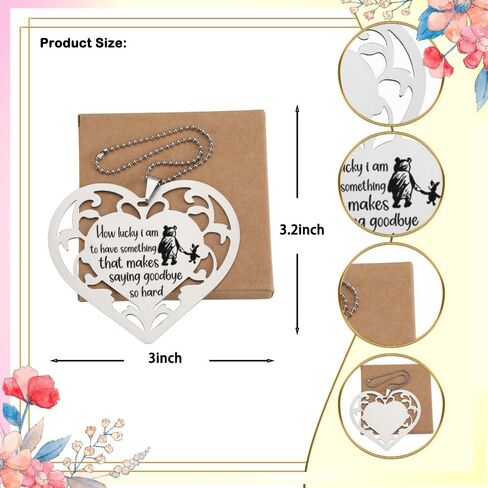 Goodbye Quote Stainless Steel Heart Ornament, “How Lucky I Am to Have Something..." Pooh-Inspired Hollow Hanging Tag, Sentimental Farewell Gift for Friend, Coworker, or Teacher,XXU4 in Saudi Arabia