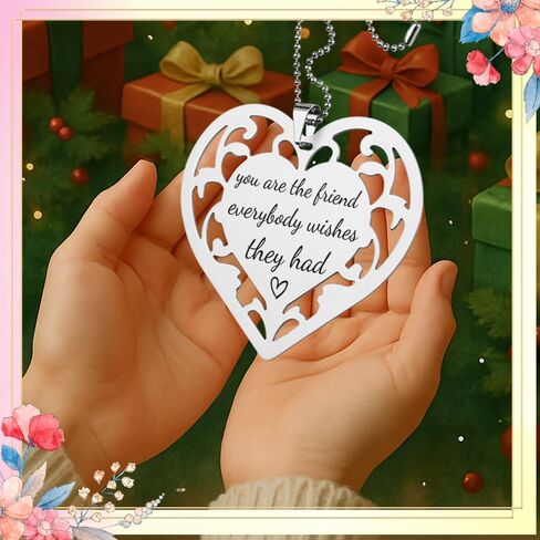 Inspirational Stainless Steel Heart Ornament, Hollow Hanging Tag, Best Friend Gift, Sentimental Friend Keepsake, Friendship Appreciation Gift, Thoughtful Friendship Keepsake for Women, XXU7 in Saudi Arabia