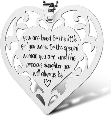 Daughter Gift Stainless Steel Heart Ornament, “You Are Loved for the Little Girl..." Hanging Hollow Heart Tag, Sentimental Keepsake for Birthday, Graduation, or Wedding,XXU5 in Saudi Arabia