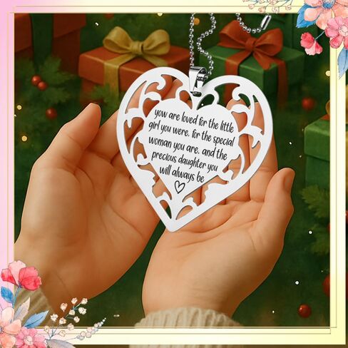 Daughter Gift Stainless Steel Heart Ornament, “You Are Loved for the Little Girl..." Hanging Hollow Heart Tag, Sentimental Keepsake for Birthday, Graduation, or Wedding,XXU5 in Saudi Arabia