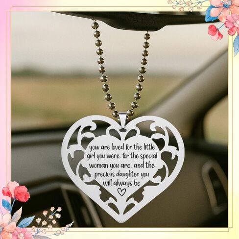 Daughter Gift Stainless Steel Heart Ornament, “You Are Loved for the Little Girl..." Hanging Hollow Heart Tag, Sentimental Keepsake for Birthday, Graduation, or Wedding,XXU5 in Saudi Arabia
