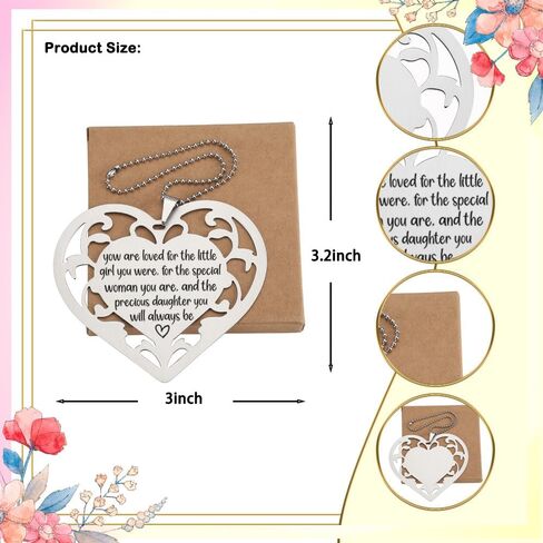 Daughter Gift Stainless Steel Heart Ornament, “You Are Loved for the Little Girl..." Hanging Hollow Heart Tag, Sentimental Keepsake for Birthday, Graduation, or Wedding,XXU5 in Saudi Arabia