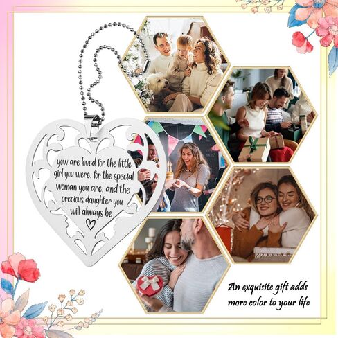 Daughter Gift Stainless Steel Heart Ornament, “You Are Loved for the Little Girl..." Hanging Hollow Heart Tag, Sentimental Keepsake for Birthday, Graduation, or Wedding,XXU5 in Saudi Arabia