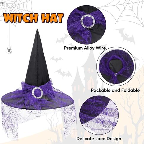 زي Zando Halloween Witch للنساء - 3 قطع مع قبعة ساحرة، توتو، وجوارب عالية مخططة لحفلات البالغين in Saudi Arabia