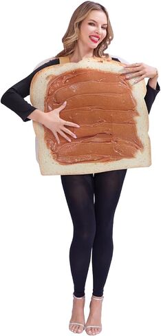 Seasons Adult Peanut Butter Toast Costume, Halloween Food Novelty Outfit, One Size in Saudi Arabia