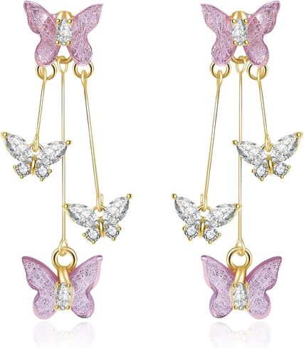 Artlunar Purple Butterfly Earrings for Women Butterfly Tassel Earrings Charm Outfits Jewelry Gift in Saudi Arabia