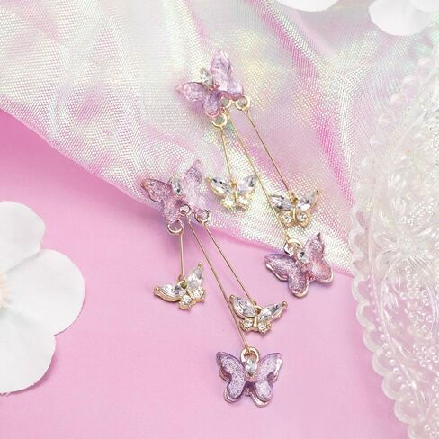 Artlunar Purple Butterfly Earrings for Women Butterfly Tassel Earrings Charm Outfits Jewelry Gift in Saudi Arabia