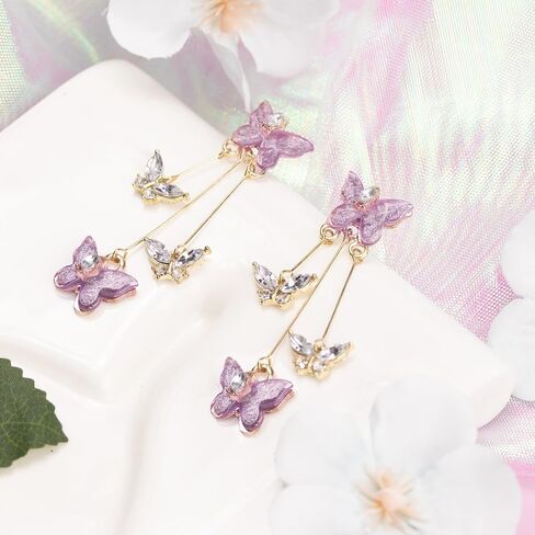 Artlunar Purple Butterfly Earrings for Women Butterfly Tassel Earrings Charm Outfits Jewelry Gift in Saudi Arabia