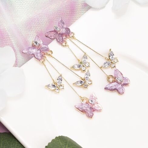 Artlunar Purple Butterfly Earrings for Women Butterfly Tassel Earrings Charm Outfits Jewelry Gift in Saudi Arabia