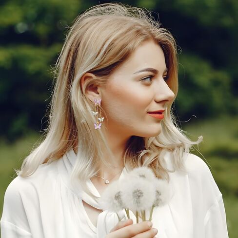 Artlunar Purple Butterfly Earrings for Women Butterfly Tassel Earrings Charm Outfits Jewelry Gift in Saudi Arabia