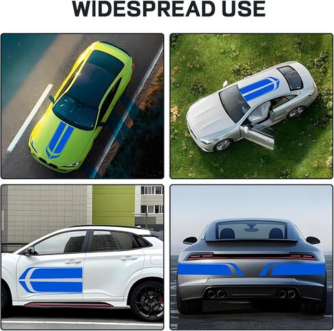 ملصق لاصق لغطاء السيارة Wuyaoyao، ملصق شريطي سباق معدل للسيارات، ملصقات رسومية لممتص الصدمات للجسم، شارات فينيل عالمية لتزيين ملحقات السيارة لشاحنة الدفع الرباعي (أسود) in Kuwait