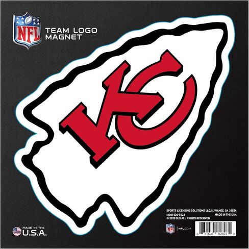 FANMATS 32368 NFL - مغناطيس شعار الفريق الكبير كانساس سيتي تشيفز | أبيض | 12"x12" | شعار KC Arrow الأساسي in Saudi Arabia