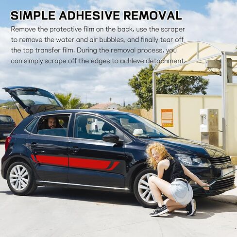 ملصق لاصق لغطاء السيارة Wuyaoyao، ملصق شريطي سباق معدل للسيارات، ملصقات رسومية لممتص الصدمات للجسم، شارات فينيل عالمية لتزيين ملحقات السيارة لشاحنة الدفع الرباعي (أسود) in Kuwait