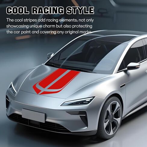 ملصق لاصق لغطاء السيارة Wuyaoyao، ملصق شريطي سباق معدل للسيارات، ملصقات رسومية لممتص الصدمات للجسم، شارات فينيل عالمية لتزيين ملحقات السيارة لشاحنة الدفع الرباعي (أسود) in Kuwait
