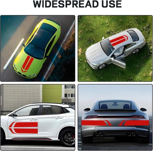 ملصق لاصق لغطاء السيارة Wuyaoyao، ملصق شريطي سباق معدل للسيارات، ملصقات رسومية لممتص الصدمات للجسم، شارات فينيل عالمية لتزيين ملحقات السيارة لشاحنة الدفع الرباعي (أسود) in Kuwait