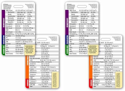 Lab Values Vertical Badge ID Card Pocket Reference Guide in Kuwait