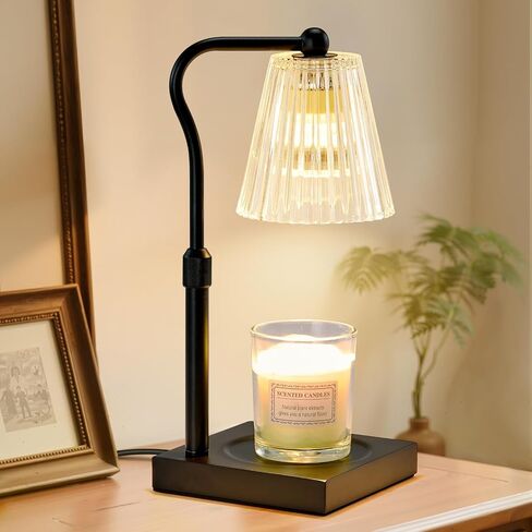 Shevvi Dimmable Candle Warmer Lamp with Timer, Height Adjustable Flower Wax Melt Warmer for Jar Candles, Gifts for Women Mom, House Warming, Bedroom Home Decor, Walnut Wood in Saudi Arabia
