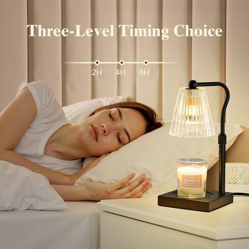 Shevvi Dimmable Candle Warmer Lamp with Timer, Height Adjustable Flower Wax Melt Warmer for Jar Candles, Gifts for Women Mom, House Warming, Bedroom Home Decor, Walnut Wood in Saudi Arabia