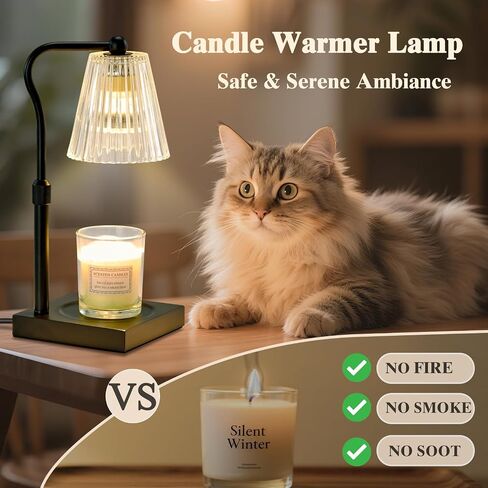 Shevvi Dimmable Candle Warmer Lamp with Timer, Height Adjustable Flower Wax Melt Warmer for Jar Candles, Gifts for Women Mom, House Warming, Bedroom Home Decor, Walnut Wood in Saudi Arabia