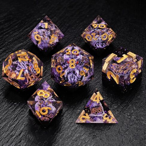 Ancient Egypt Dice Set – Premium RPG Dice with Anubis, Ra, Osiris & Pyramid Design | Unique Polyhedral Dice for DND, Pathfinder & Tabletop Games | Handcrafted Resin with Egyptian Gods & Symbols in Kuwait
