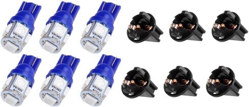 cciyu 6Pack T10 5-5050-SMD PC194 168 Blue LED Bulb Instrument Panel Cluster Dash Light W/Twist Lock Socket in Saudi Arabia