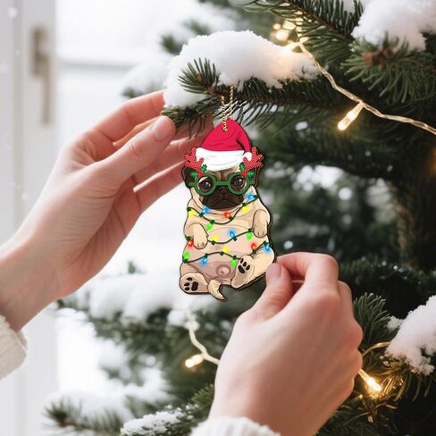 34HD Gifts for Christmas, Cucumber Pickle Christmas Ornament Wooden 2-Side Printed, Cucumber Pickle Gifts for Pickle Lovers, Christmas Decorations in Kuwait