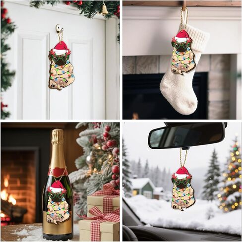 34HD Gifts for Christmas, Cucumber Pickle Christmas Ornament Wooden 2-Side Printed, Cucumber Pickle Gifts for Pickle Lovers, Christmas Decorations in Kuwait