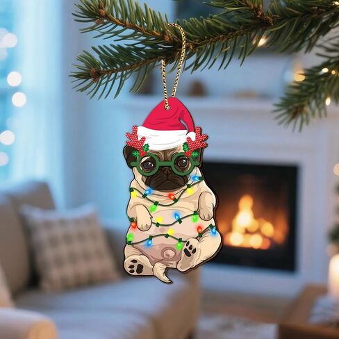 34HD Gifts for Christmas, Cucumber Pickle Christmas Ornament Wooden 2-Side Printed, Cucumber Pickle Gifts for Pickle Lovers, Christmas Decorations in Kuwait